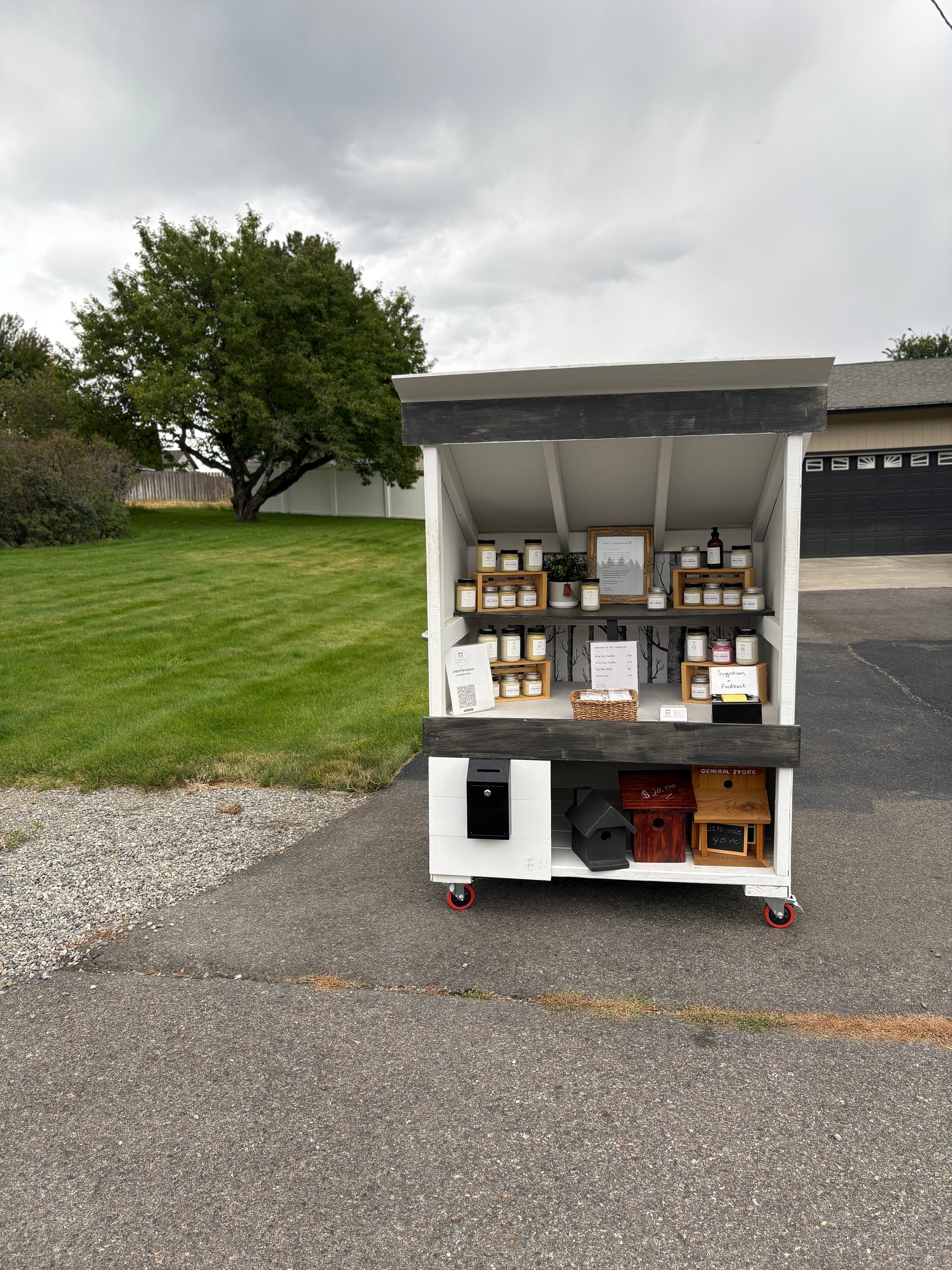 Open farmstand stocked